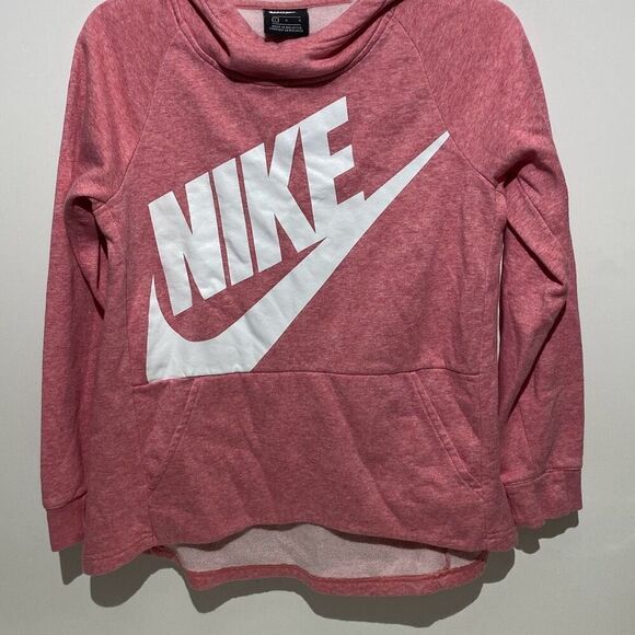 Nike Women's Pink Raglan Sleeve Cropped Hooded Sweatshirt Size Large - Picture 1 of 9